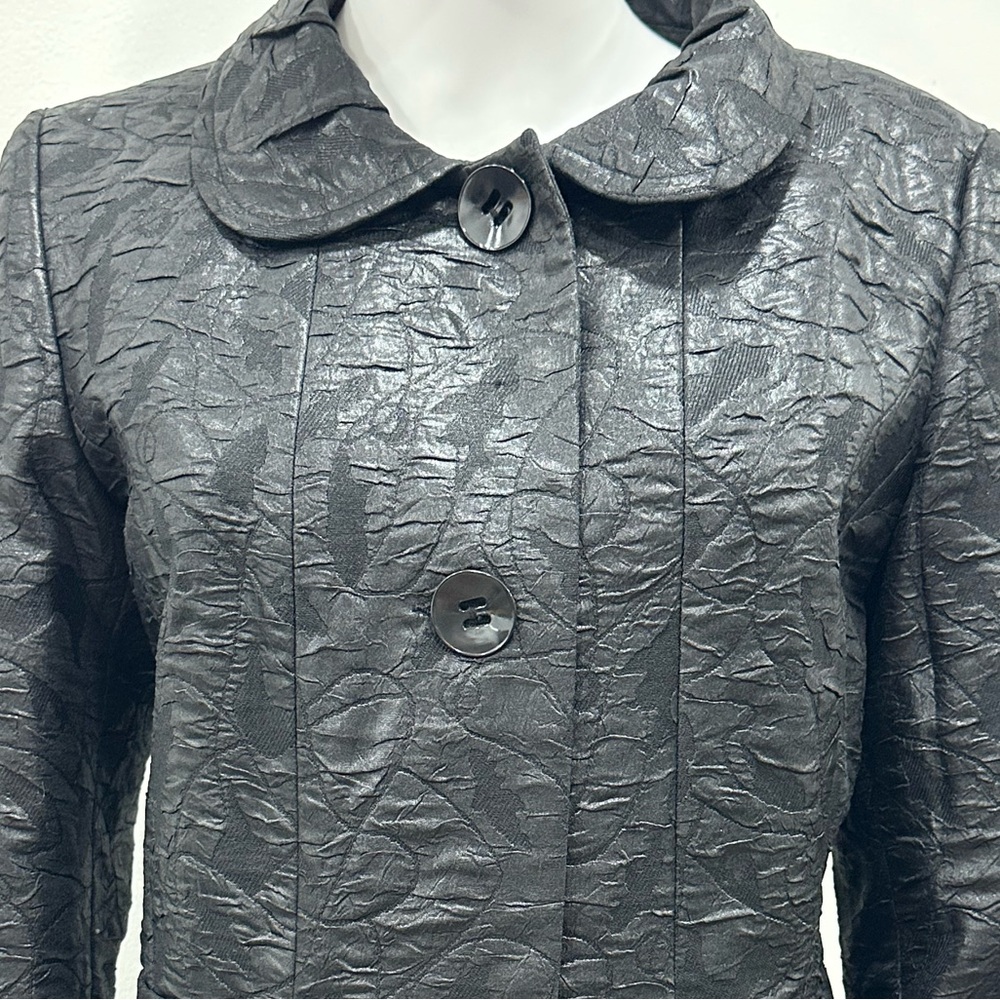 Chic Black Textured Button Up Jacket - image 6